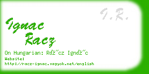 ignac racz business card